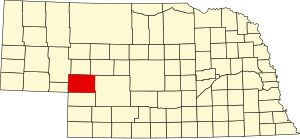 Map of Nebraska highlighting Keith County