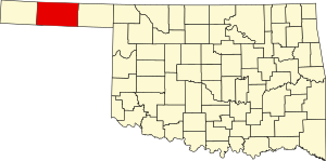 Map of Oklahoma highlighting Texas County
