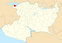 Location of Cojumatlán in Michoacán