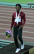 Susanthika Jayasinghe, spätere WM-Bronzemedaillengewinnerin wurde wegen Bahnübertretung disqualifiziert