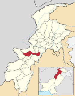 Karte von Pakistan, Position von Orakzai hervorgehoben