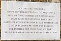 Memorial plaque to the internees deported and the prisoners shot at Romainville