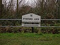 Lock sign at Pyrford completed in 1653, the end of the longest section
