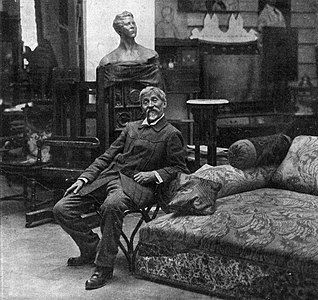 Repin in his studio at the Penates (1914)