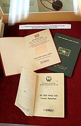 Diplomatic passports of the Republic of South Vietnam and the Democratic Republic of Vietnam.