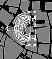 Stadtgrundriss des modernen Rom mit dem Grundriss des Theaters
