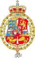 Coat of arms of Frederick IV of Denmark and Norway surrounded by the collars of the Order of the Dannebrog and the Order of the Elephant