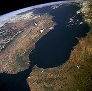 The Strait of Gibraltar as seen from space.