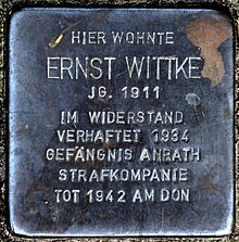 Stolperstein für Ernst Wittke