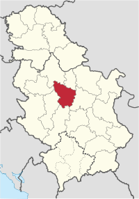 Location of the Šumadija District within Serbia