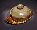 Qing Dynasty jade cup on a gold stand, one of the Siamese embassy's gifts