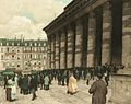 The Paris stock exchange, signed lower right in pencil