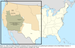 Map of the change to the United States in central North America on March 12, 1849
