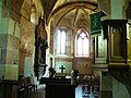 The nave of the Protestant church with frescoes from the 14th and 15th centuries