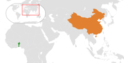 Map indicating locations of Benin and China