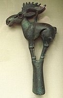 Bronze finial for a nomad's tent-pole, Ordos culture, 6th–5th century, Mongolia