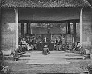 A court of law in Jepara, Central Java with the European, native, Chinese and Arab officials of the district (late 19th century).