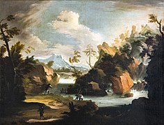 Paesaggio con cascata by Jacob de Heusch