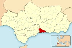 Location of Axarquía in Andalusia