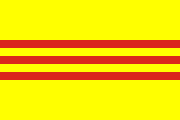 Flag of the Provisional Central Government of Vietnam, the State of Vietnam, and the Republic of Vietnam (1948–1975); also the Heritage and Freedom Flag, used primarily by overseas Vietnamese since 1975