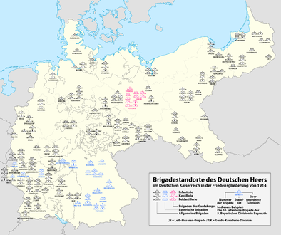 Location of the German brigades 1914