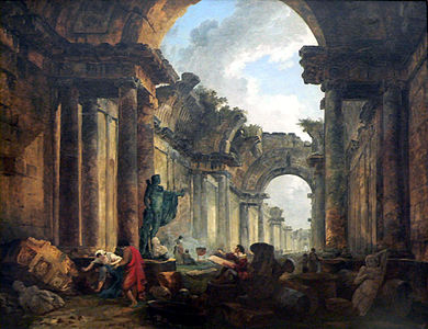 Imaginary View of the Grand Gallery of the Louvre in Ruins, Hubert Robert (1796) (Louvre)
