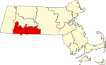 State map highlighting Hampden County
