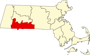 Map of Massachusetts highlighting Hampden County