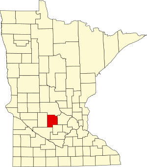 Map of Minnesota highlighting Meeker County