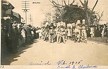 Sepia toned photograph of the Mardi Gras Indians from 1915