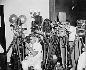 Newsreel cameras at fireside chat (September 3, 1939)