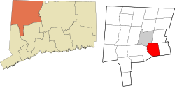 Harwinton's location within the Northwest Hills Planning Region and the state of Connecticut