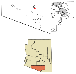 Location of Ak Chin in Pima County, Arizona.