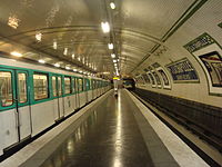 MF 67 rolling stock on Line 12 at Porte de la Chapelle