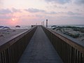 Foot traffic is at a minimum in the early morning hours on this walkway to the beach at South Padre Island, TX.