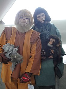 Fans in costume as Planet of the Apes characters
