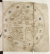 Map centred on Delos according to Greek tradition, from a French manuscript of Henry of Huntingdon, late 13th century