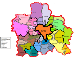 Map of the administrative-territorial division of the Kyiv agglomeration