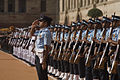 A member of the Tri-Services Guard of Honour from the Indian Air Force.