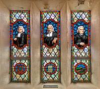 Stained glass window honouring the Wesleys and Asbury, at Lake Junaluska, North Carolina
