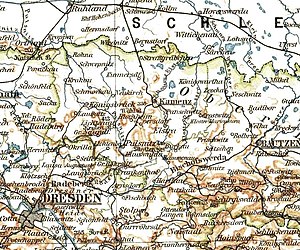 Lage der Amtshauptmannschaft Kamenz 1905