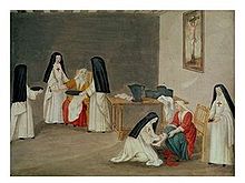 Early 18th-century painting of Catholic nursing sisters caring for people
