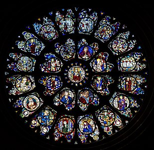Rose window of the west front (1230, with later restorations)