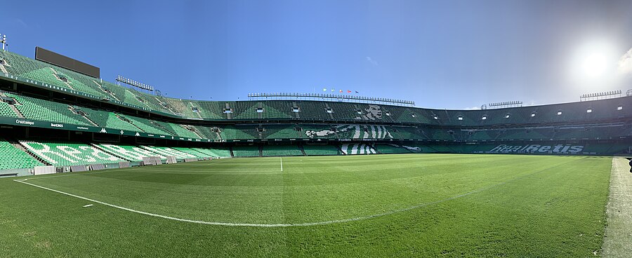 Panorama of the stadium from the pitch level