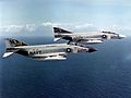 F-4J Phantoms of VF-21 and VF-154 in flight c1970