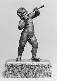 Papposilenus playing an aulos, bronze from 3rd century BC, (Walters Art Museum)