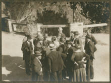 Max Weber, facing right, lecturing to a group of listeners at one of the Lauenstein Conferences in 1917
