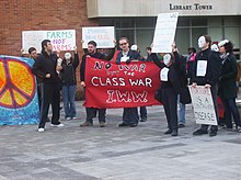An IWW protest at Binghamton University in 2009