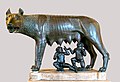 Image 72Capitoline Wolf, sculpture of the she-wolf feeding the twins Romulus and Remus, the most famous image associated with the founding of Rome. According to Livy, it was erected in 296 BC. (from Founding of Rome)