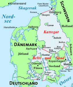 Karte der Seegebiete „Kattegat“ und „Belte und Sund“